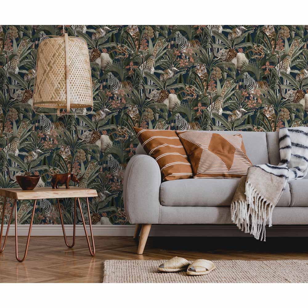 Holden Decor Safari Fusion Navy Wallpaper Image 4