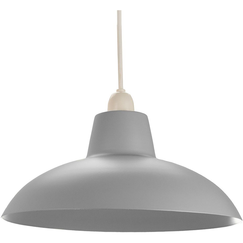 Happy Homewares Matt Grey Curved Metal Industrial Retro Designed Pendant Shade Image 1