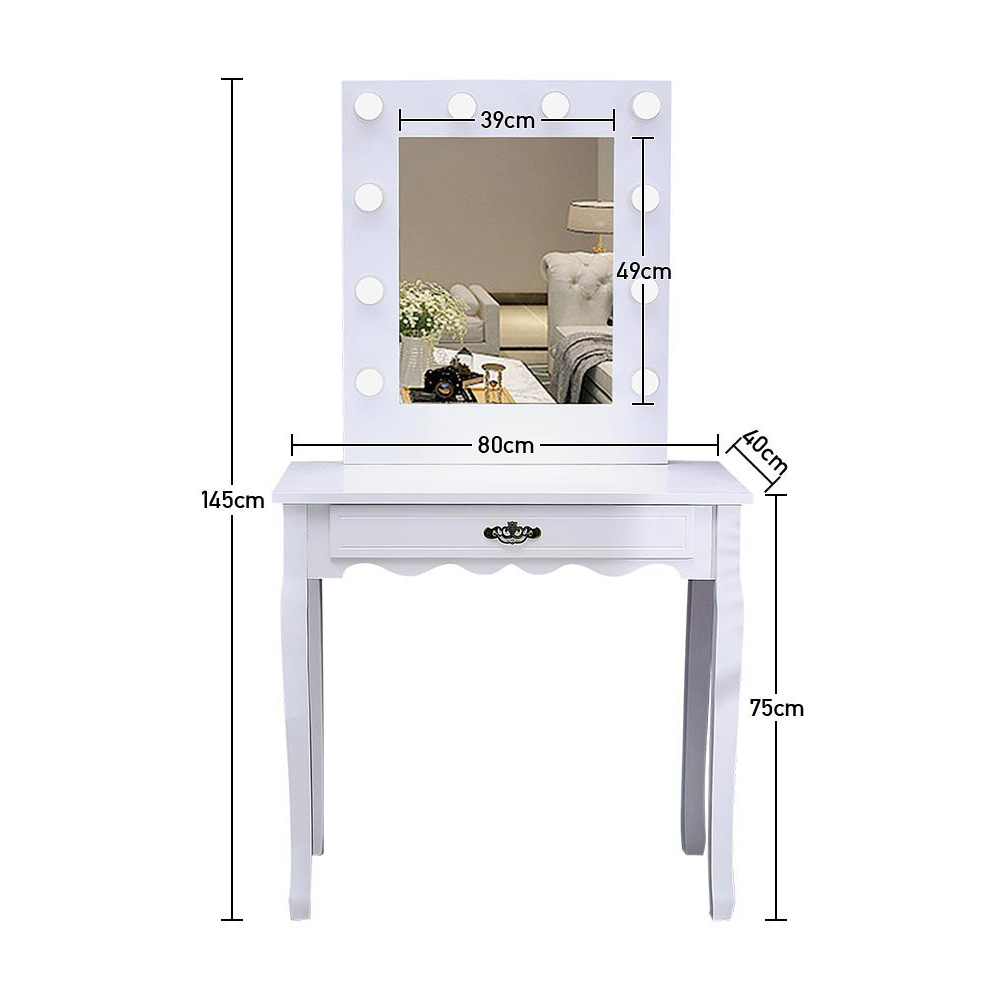 Living and Home White Vanity Dressing Table With Led Mirror Image 8