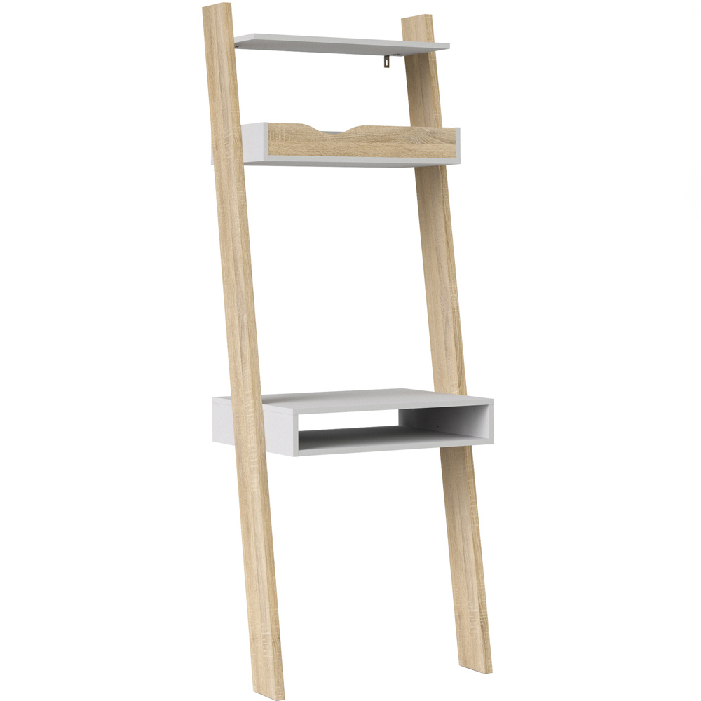 Florence Single Drawer Leaning Desk White and Oak Image 2