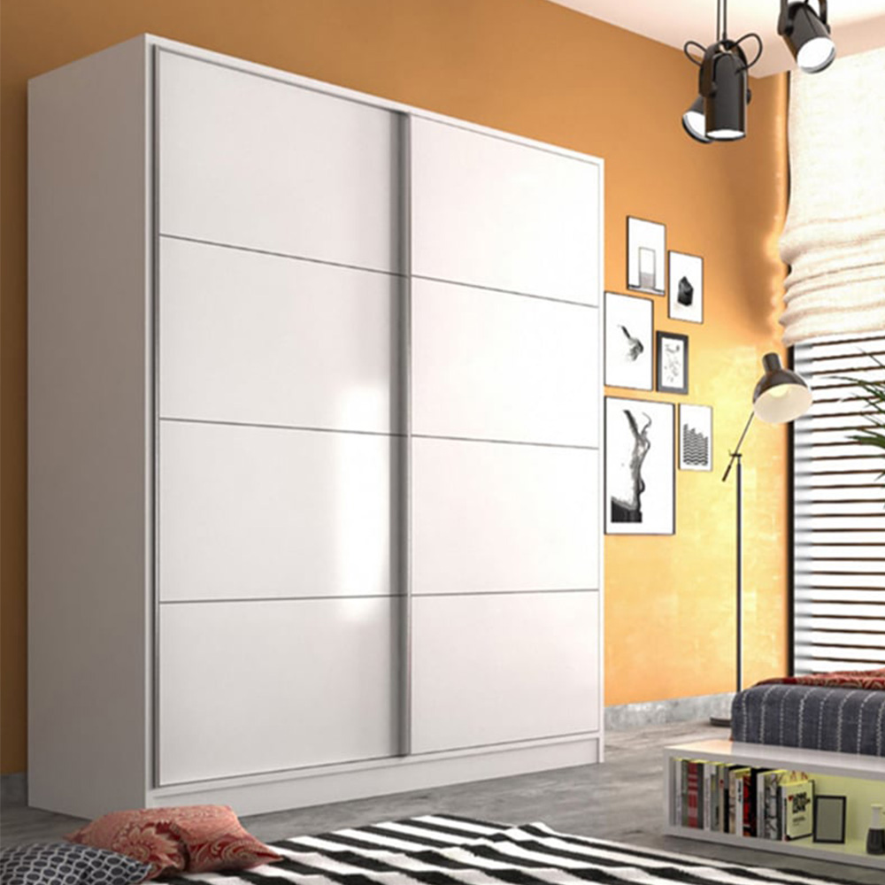 Evu Sabro 2 Door White Sliding Wardrobe Image 4