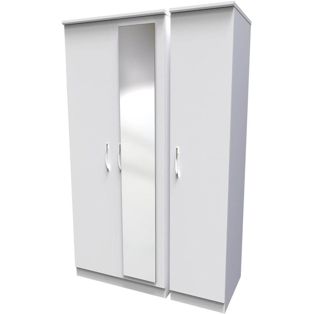 Crowndale Avon 3 Door White Matt Mirror Wardrobe Ready Assembled Image 3