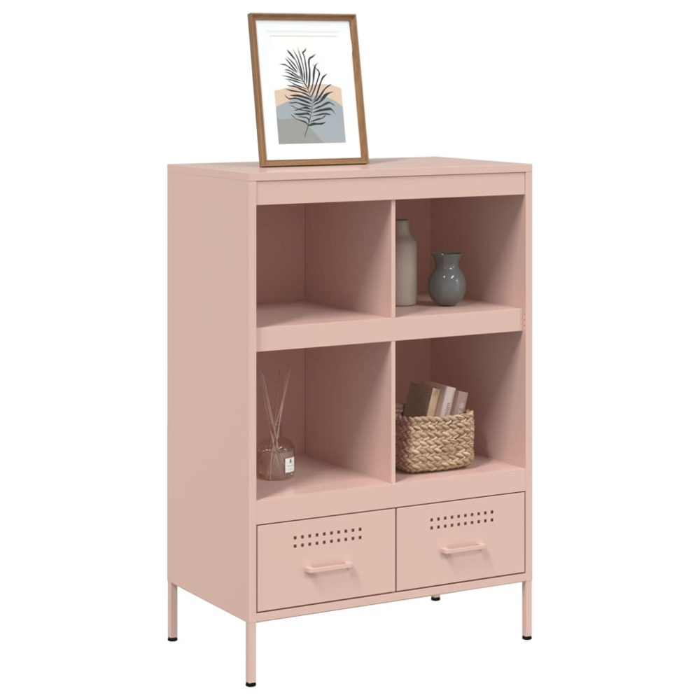 vidaXL 2 Drawer 4 Shelf Pink Cold-Rolled Steel Highboard Image 4