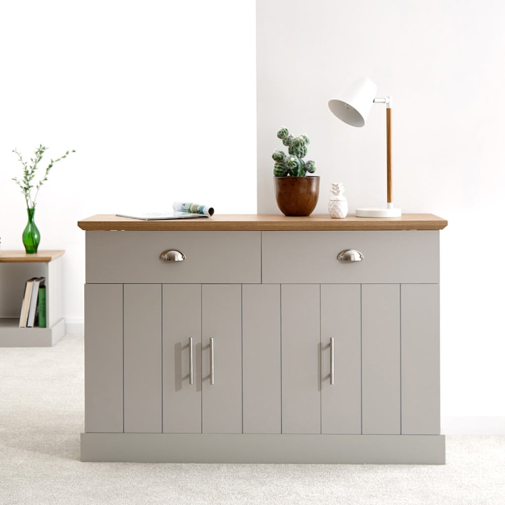 GFW Kendal 3 Door 2 Drawer Grey Large Sideboard Image 6