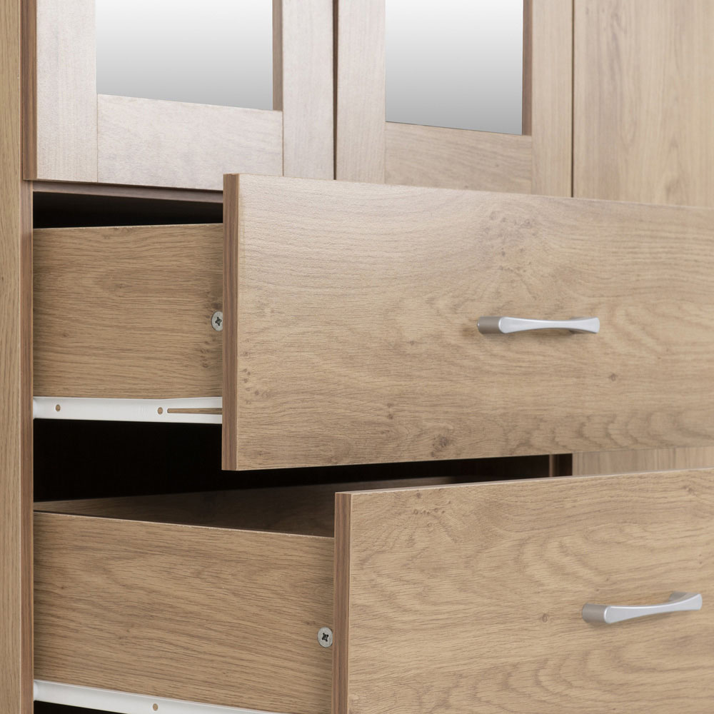 Seconique Charles 4 Door 2 Drawer Oak Effect Veneer Wardrobe Image 5