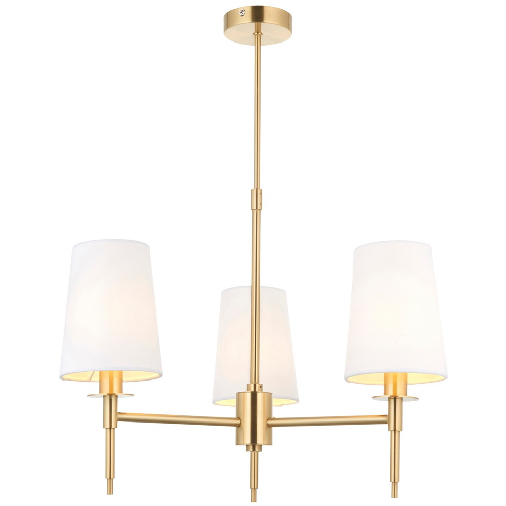 Merano Florence Multi Arm White and Satin Brass 3 Light Pendant Ceiling Lamp Image 3
