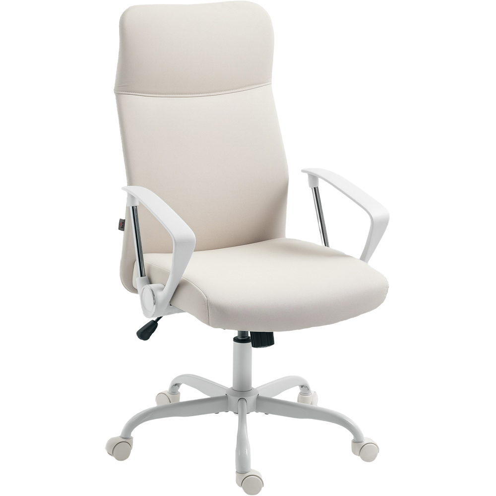 HOMCOM Cream White Curved High Back Computer Chair Image 2