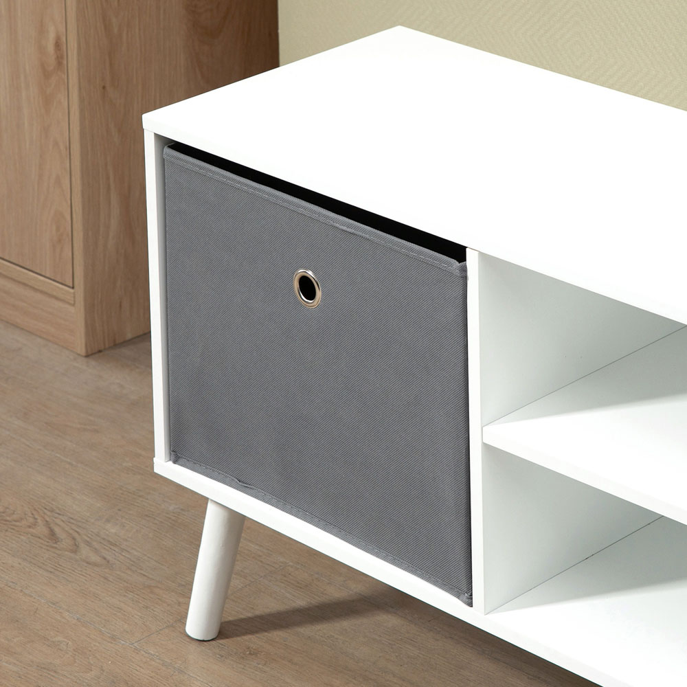 Portland 2 Foldable Drawer 2 Shelf White and Grey TV Cabinet Image 3
