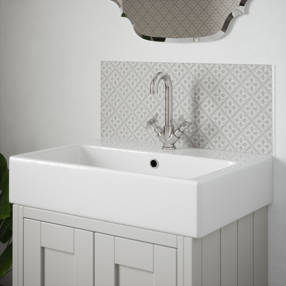 Laura Ashley Mr Jones Slate White Glass Bathroom Splashback 600 x 250 x 4mm Image 2