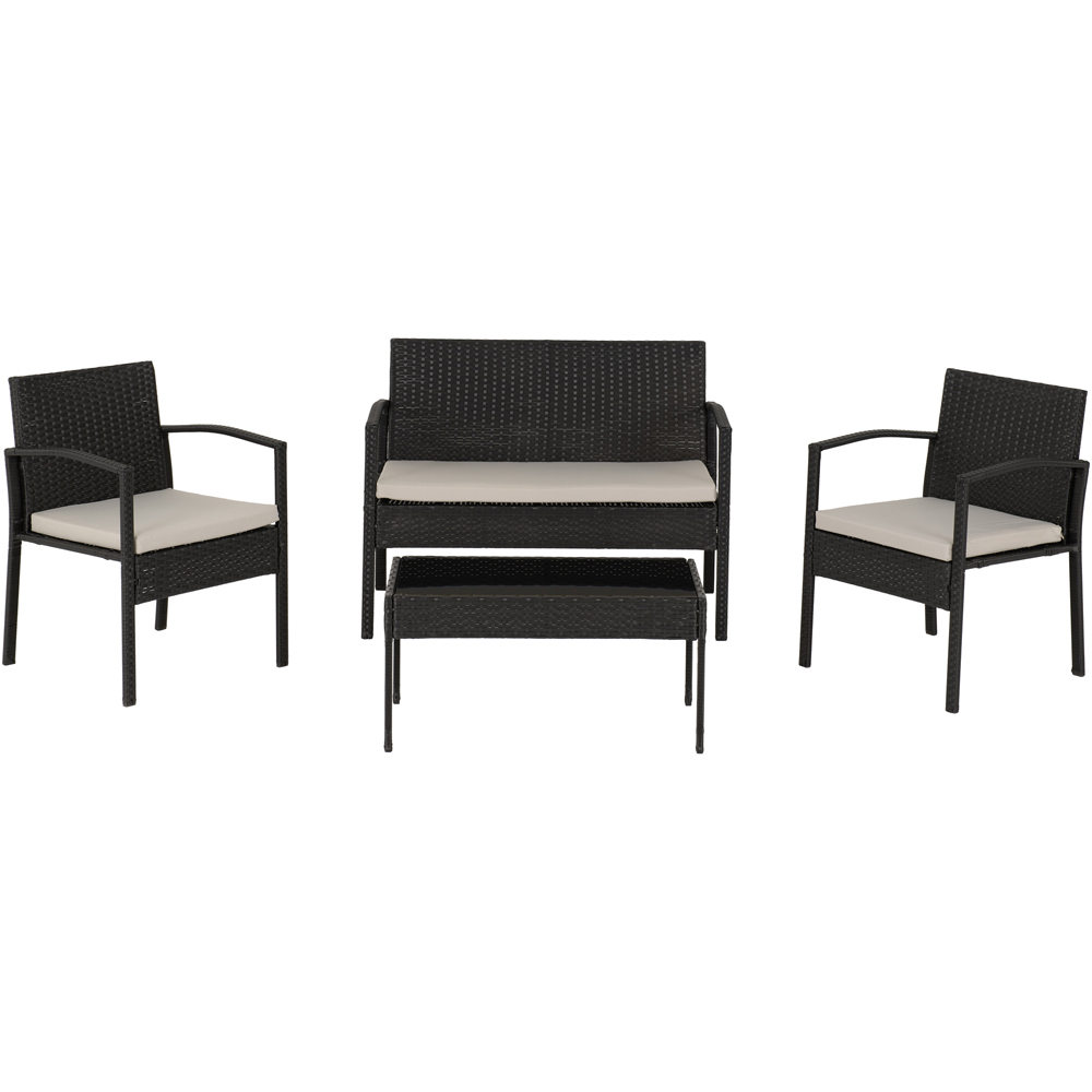 Seconique Cedar 4 Seater Grey Fabric Black Rattan and Glass Garden Set Image 3