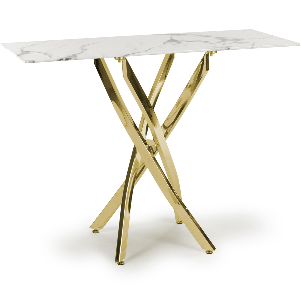 wilko Monaco Gold and White Marble Glass Console Table Image 2
