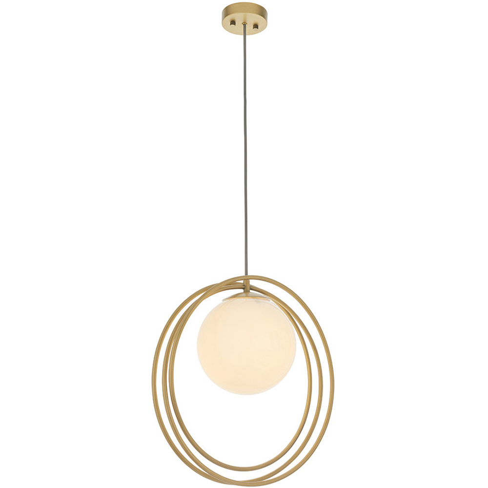 Merano Bergamo Gloss Opal Glass Shade Brushed Gold Pendant Light Image 3