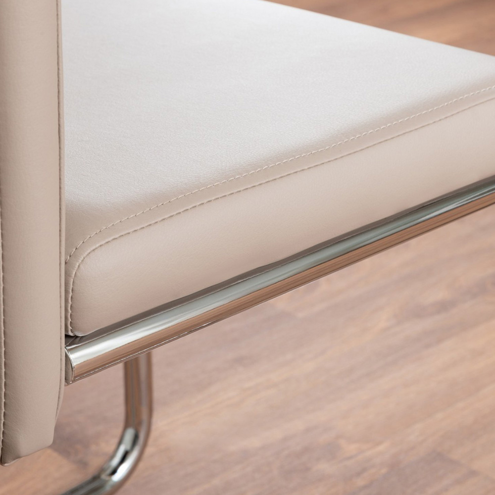 Furniturebox Arona Fortana 6 Seater Round Dining Set Cappuccino Beige and Chrome Image 8