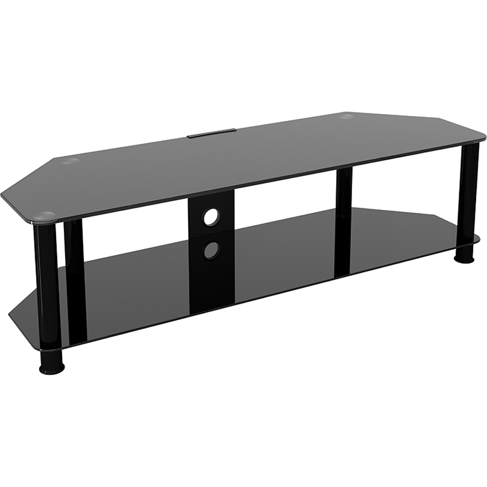 AVF Classic 2 Shelf Black Glass Corner TV Unit Image 2