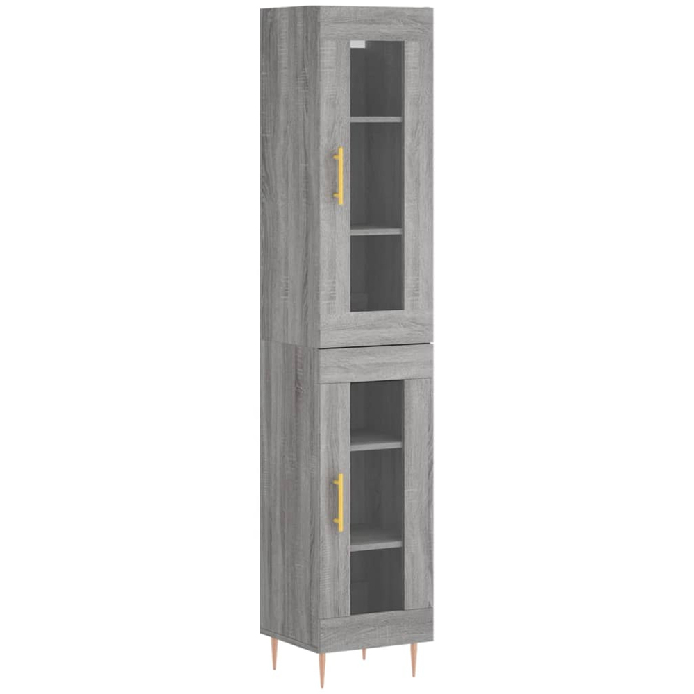 vidaXL 2 Glass Door Grey Sonoma Highboard Image 2