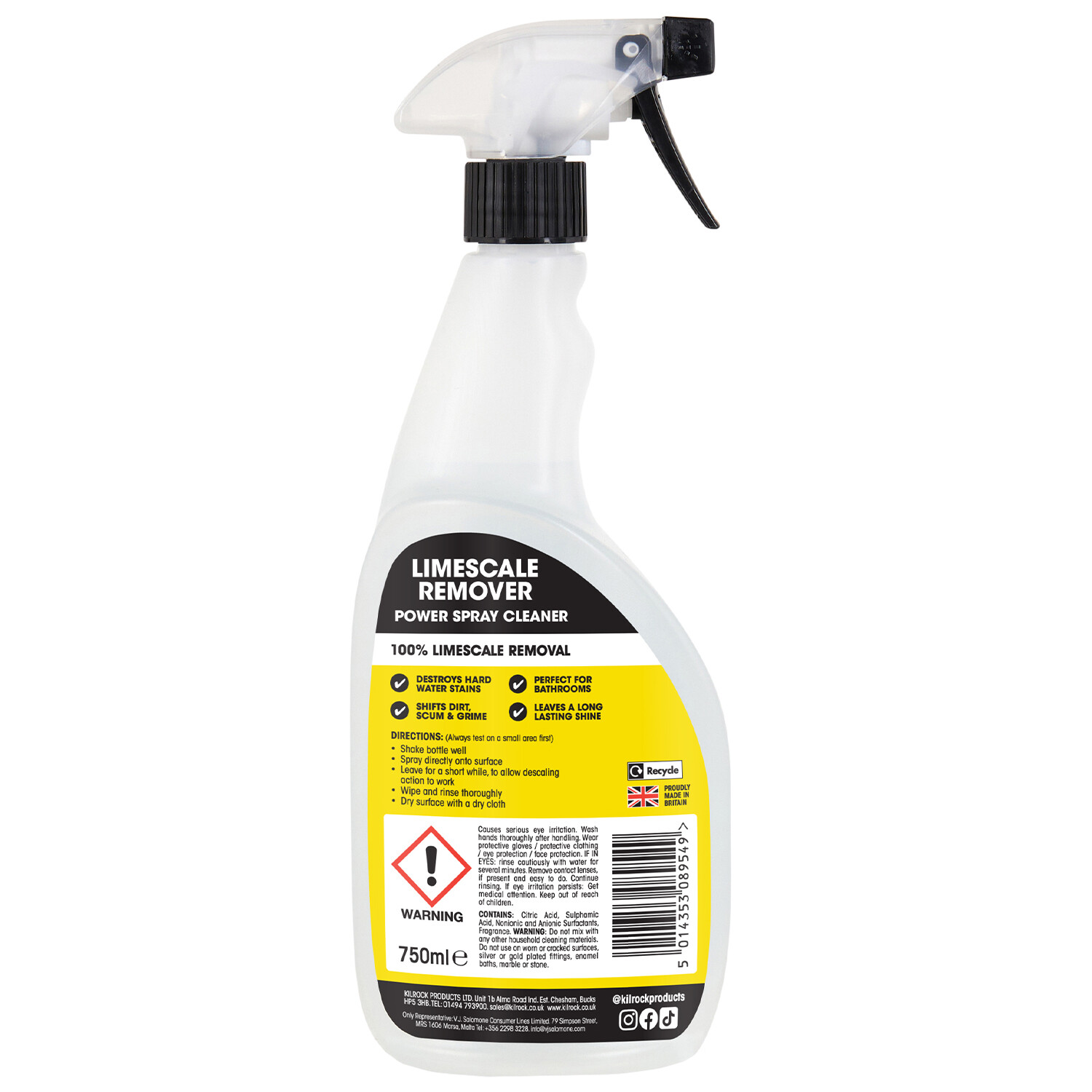 Kilrock Limescale Remover Power Spray Cleaner Image 2