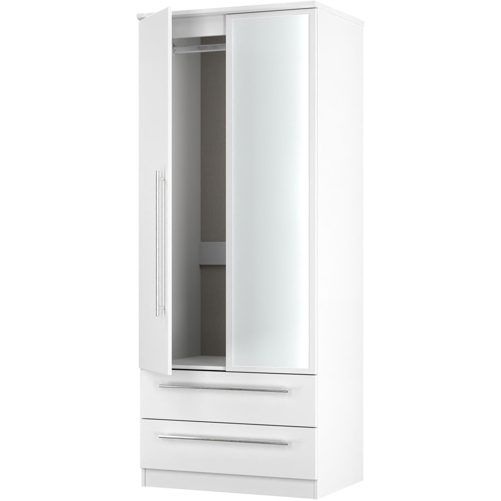 Crowndale Sherwood 2 Door 2 Drawer Double Mirror Wardrobe in Porcelain Matt Image 5