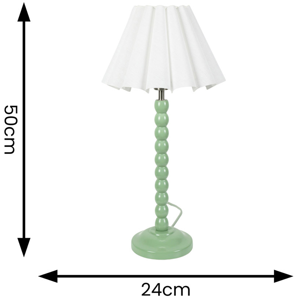 ValueLights Bobbins White Scallop Tapered Shade Sage Green LED Table Lamp Image 4