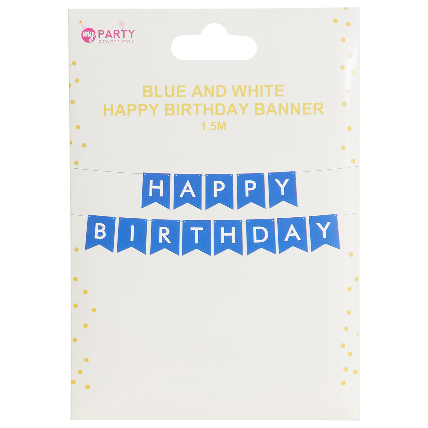 Blue and White Happy Birthday Banner - Blue and White Image 2