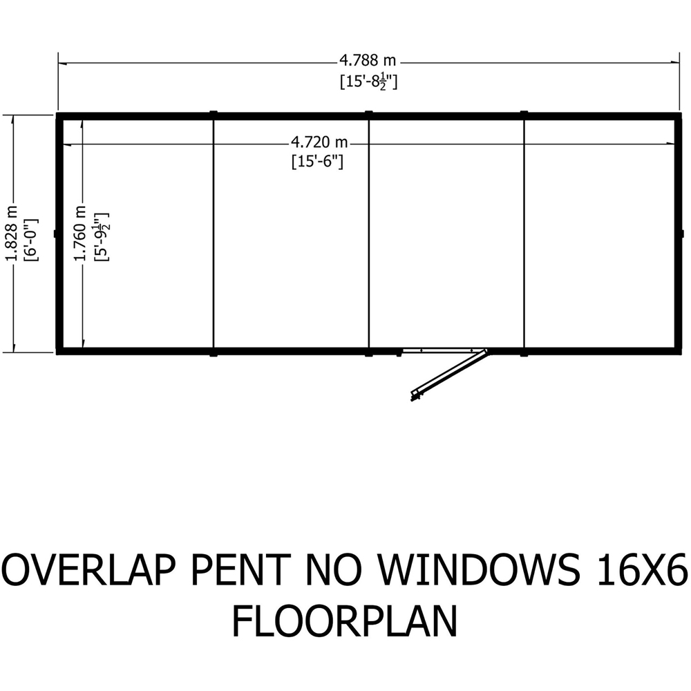 Shire GB Garden Value 16 x 6ft Overlap Pent Garden Shed Image 8
