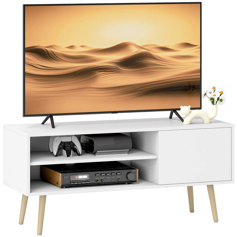 HOMCOM Single Door 2 Shelf White TV Unit Image 2