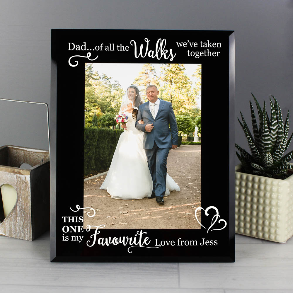 Personalised Memento Personalised of All the Walks Wedding Black Glass Photo Frame 5 x 7 inch Image 3