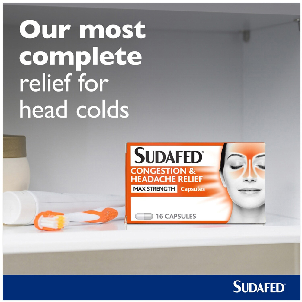 Sudafed Congestion and Headache Relief Max Strength Capsules Image 6