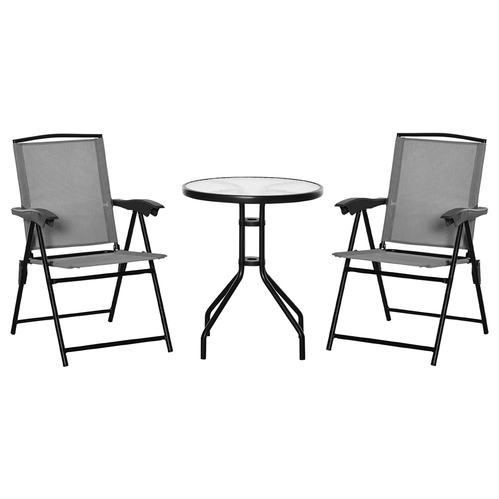 Outsunny 3 Piece Bistro Set Grey Image 2