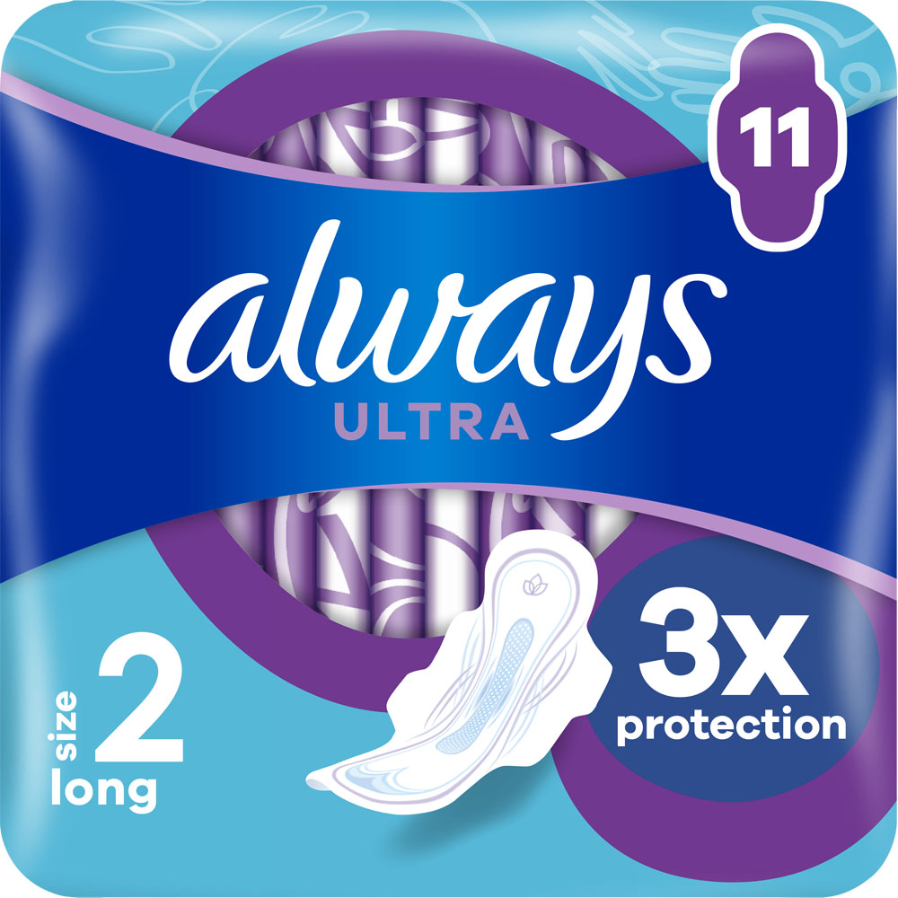 Always Ultra Day Sanitary Towels with Wings Size 2 Long 11 Pack Image 2