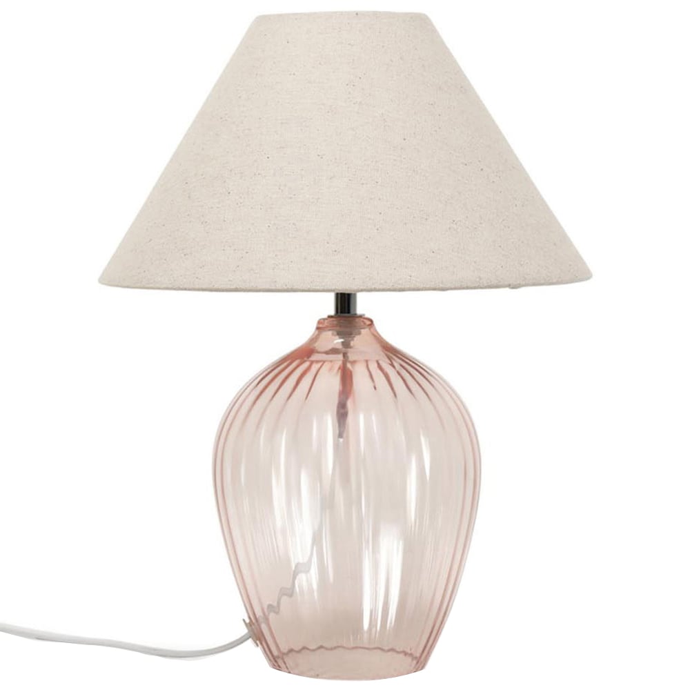 ValueLights Olivet Pink and Natural Taper Shade Glass LED Table Lamp Image 1