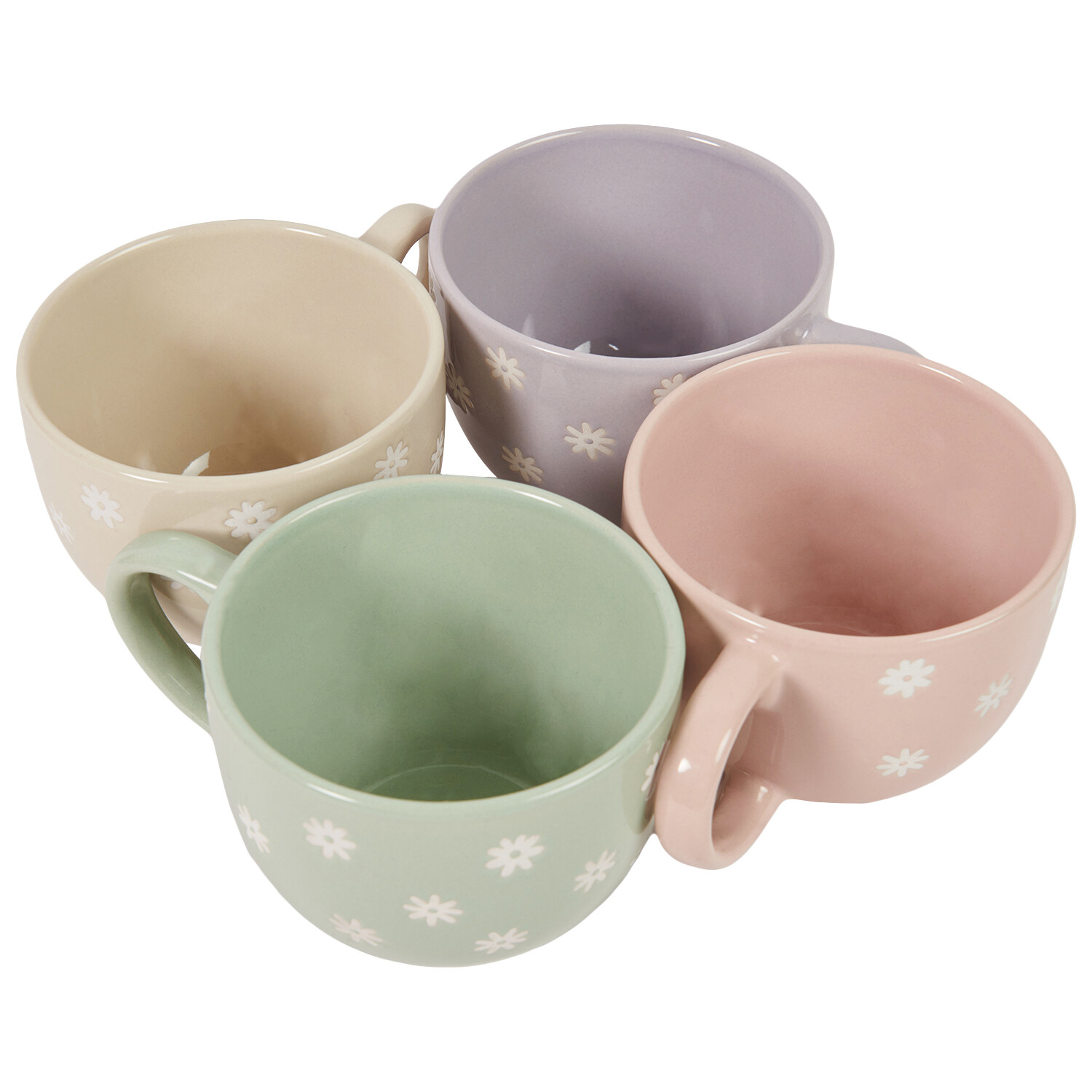 Pack of 4 Daisy Coloured Mugs - Multicolour Image 1