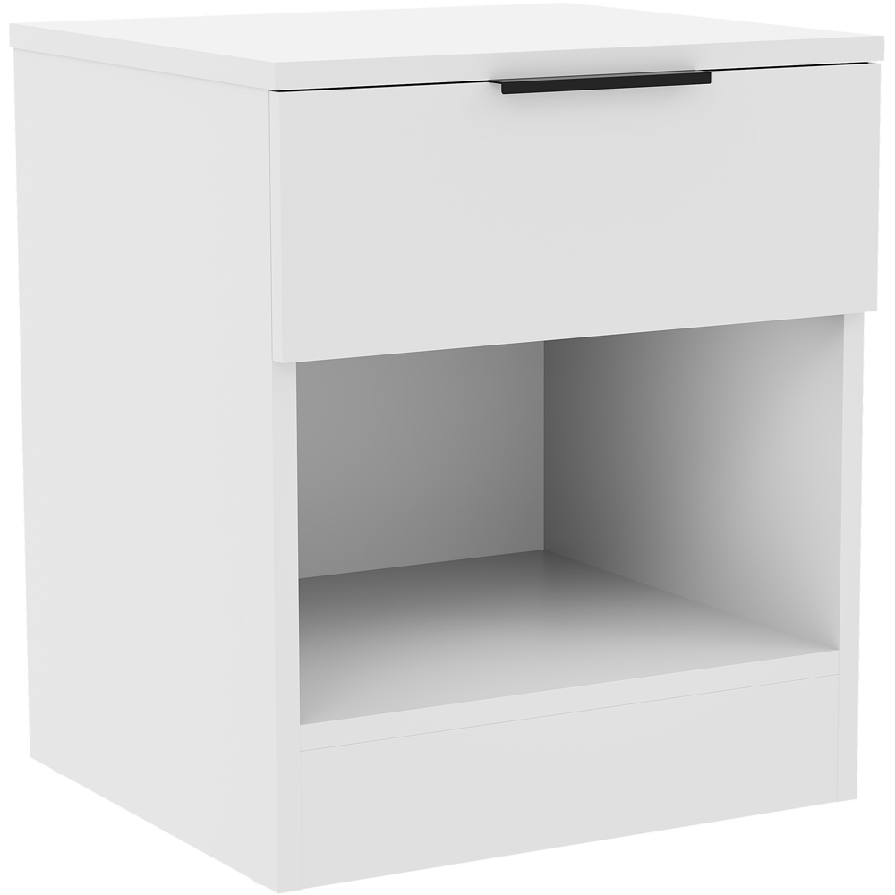 VIDA DESIGNS Terga Single Drawer Single Shelf White Bedside Cabinet Image 2