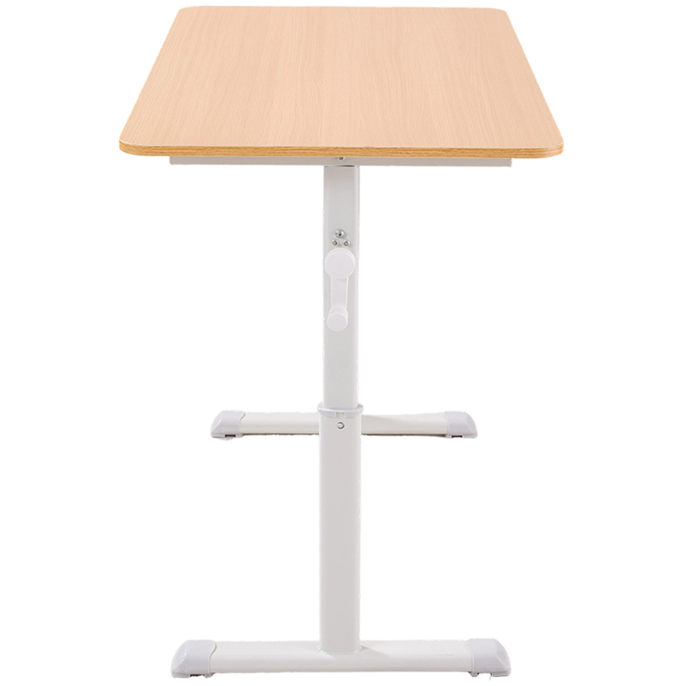 Living and Home Carbon Steel Frame Manual Height Adjustable Laptop Desk Natural and White Image 6