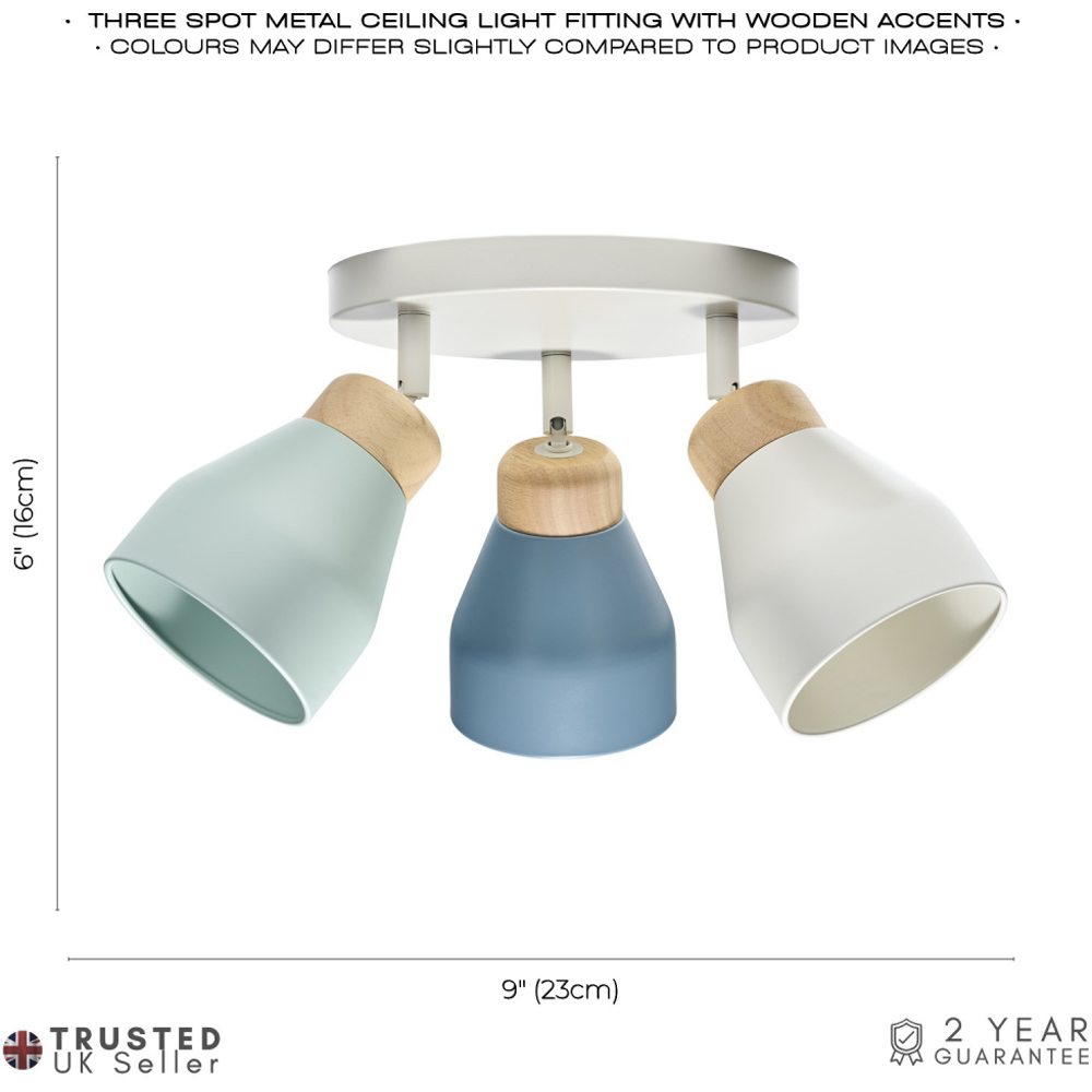 Happy Homewares Grey and Dusk and Duck Egg Blue Modern Scandinavian Style Spot Ceiling Light Image 6