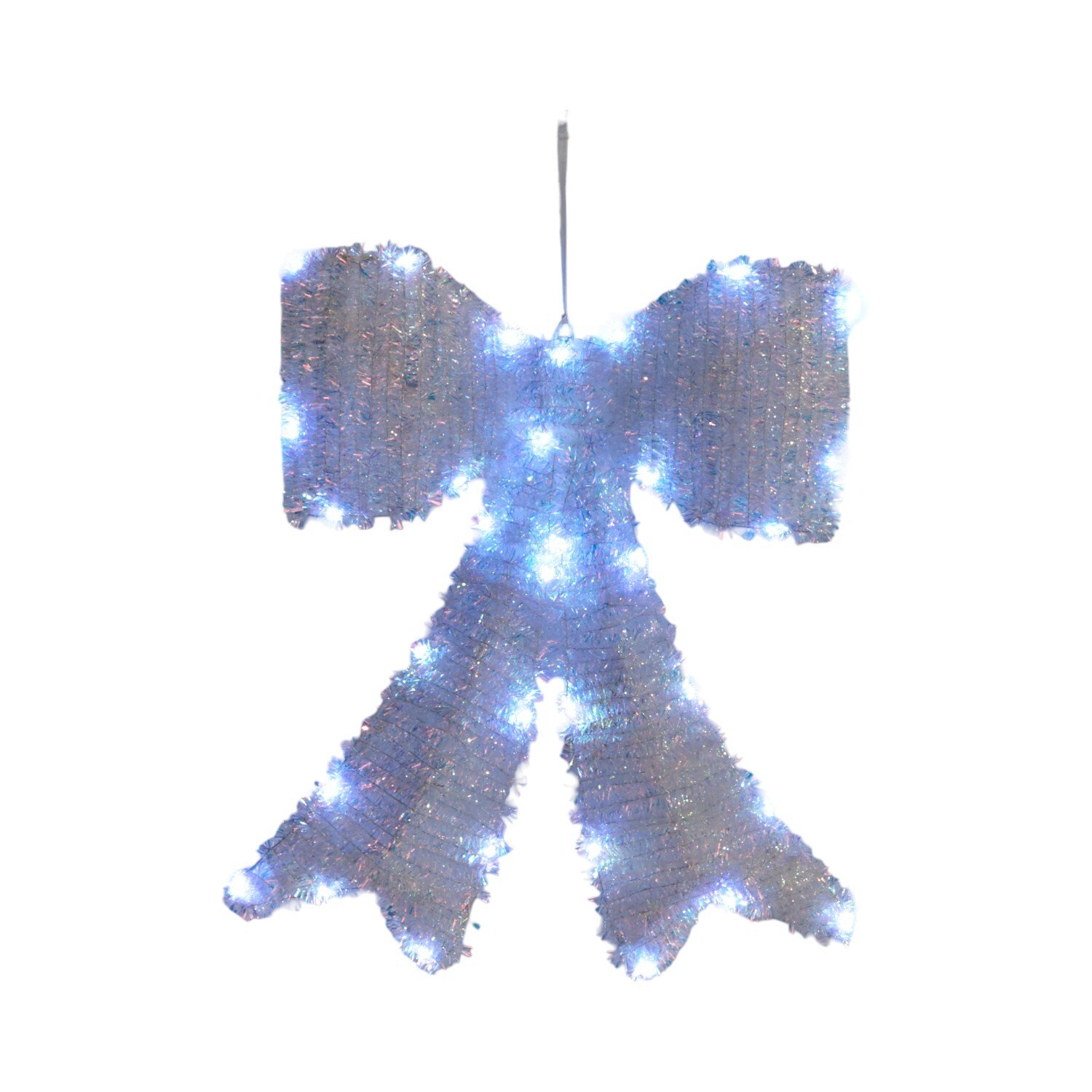 Iridescent Tinsel Bow White Image 2