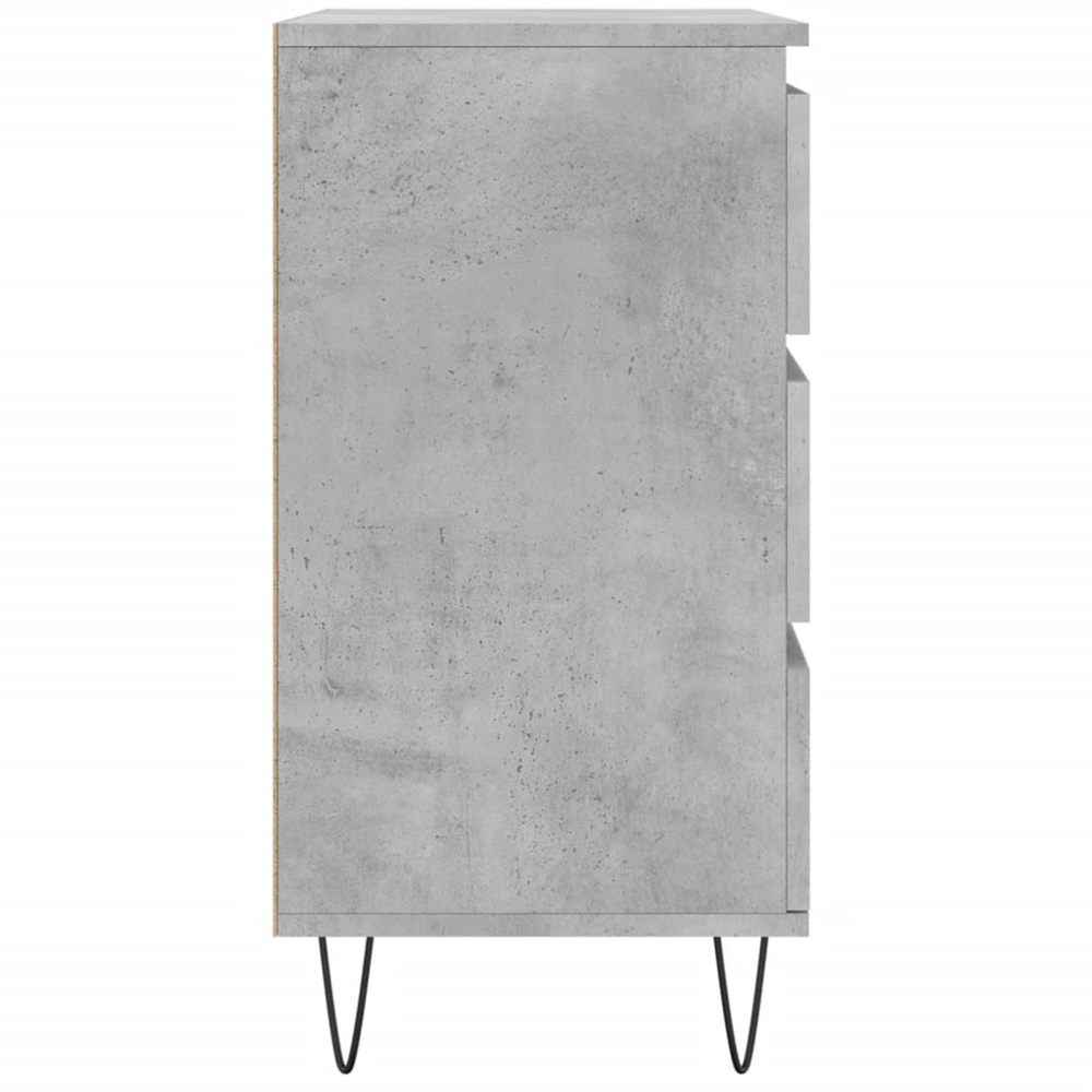 vidaXL 3 Drawer Concrete Grey Wooden Sideboard Image 7