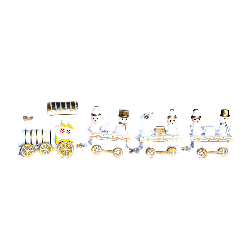 St Helens White and Gold Wooden Christmas Train Set Decoration Image 1
