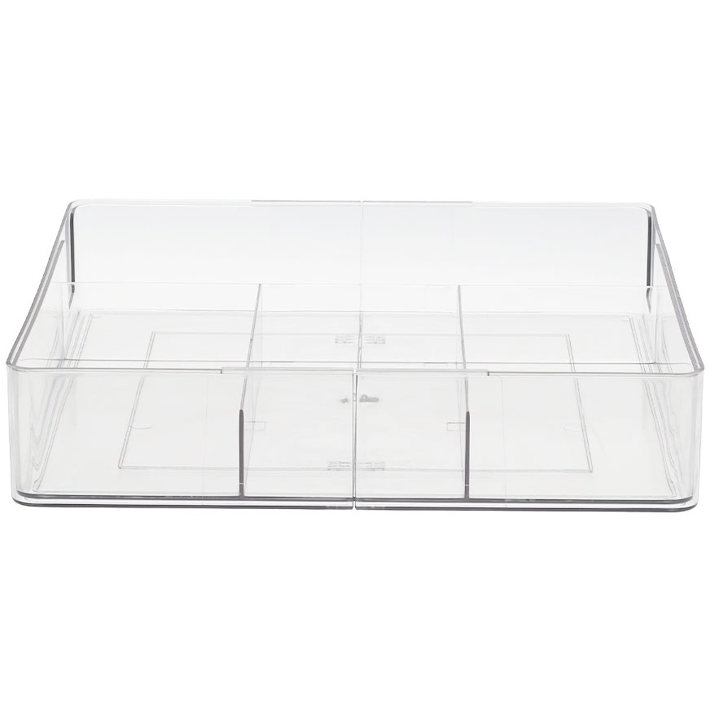 Living and Home Clear Expandable Drawer Organiser with 4 Compartments Image 2