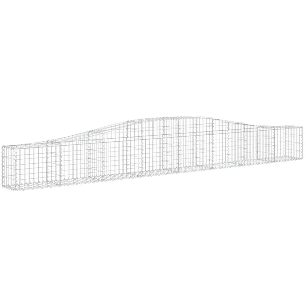 vidaXL Silver Galvanised Iron Arched Gabion Basket 400 x 30 x 40/60cm 7 Pack Image 1
