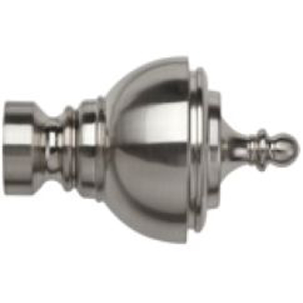 New Edge Blinds 160cm Fixed Length Satin Silver Metal Eyelet Curtain Pole Set with Vienna Finial Image 2