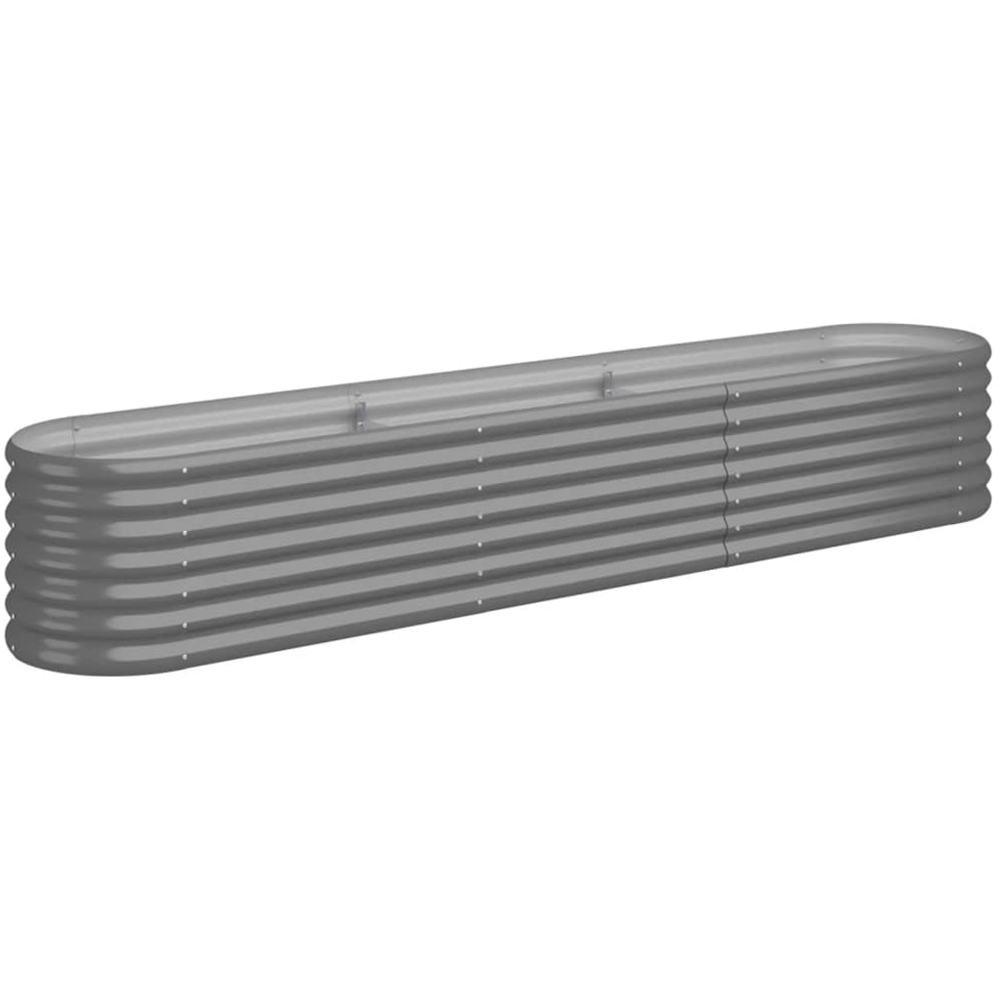 vidaXL Grey Galvanised Steel Raised Garden Bed 36 x 40 x 224cm Image 1