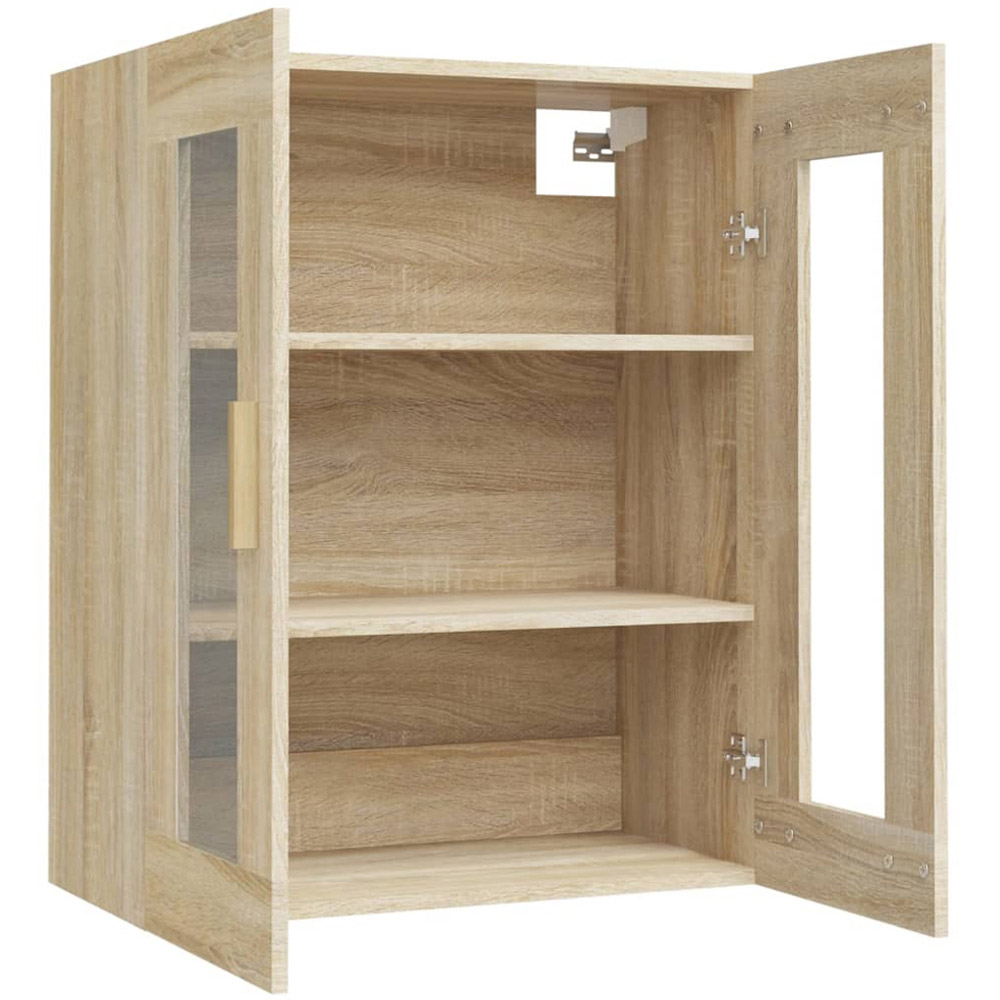 vidaXL 2 Glass Door Sonoma Oak Hanging Wall Cabinet Image 5