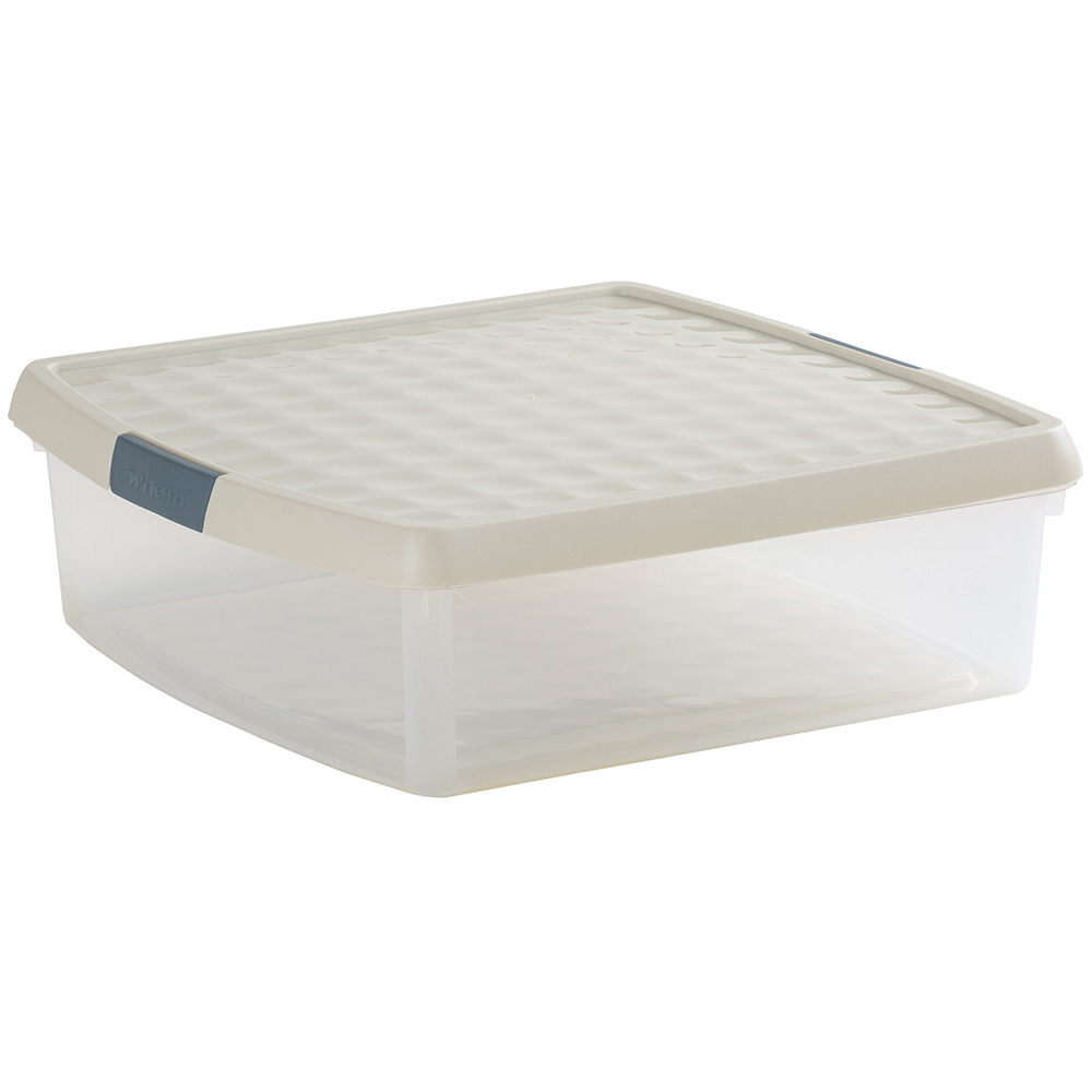 Wham Clip 13.2L Clear Stone and Slate Grey Square Storage Box with Lid 4 Pack Image 1