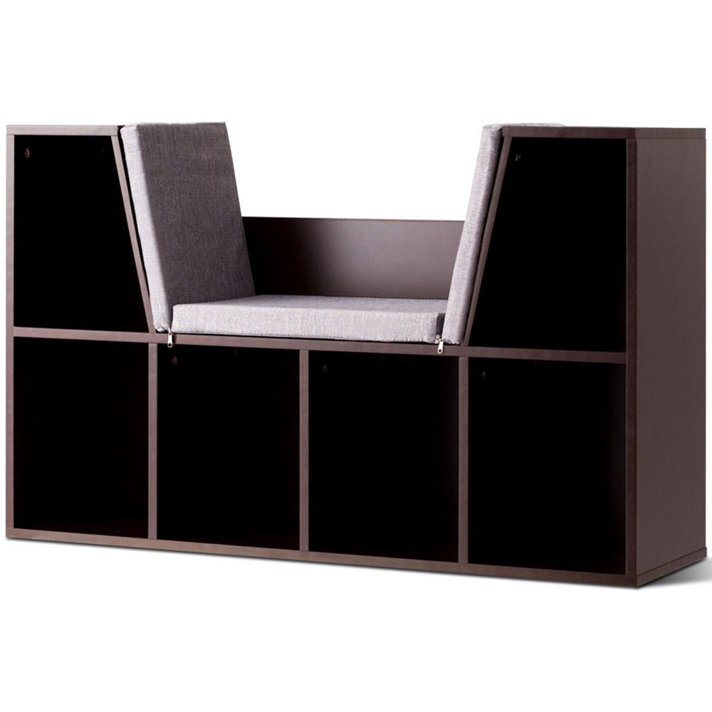 Costway 6 Cube Dark Brown Storage Cabinet with Seat Cushion Image 2