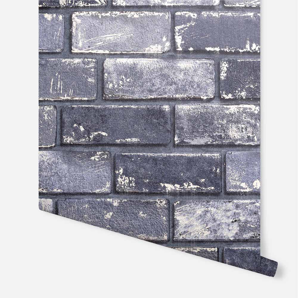 Arthouse Peel & Stick Metallic Brick Navy/Gold Wallpaper Image 3