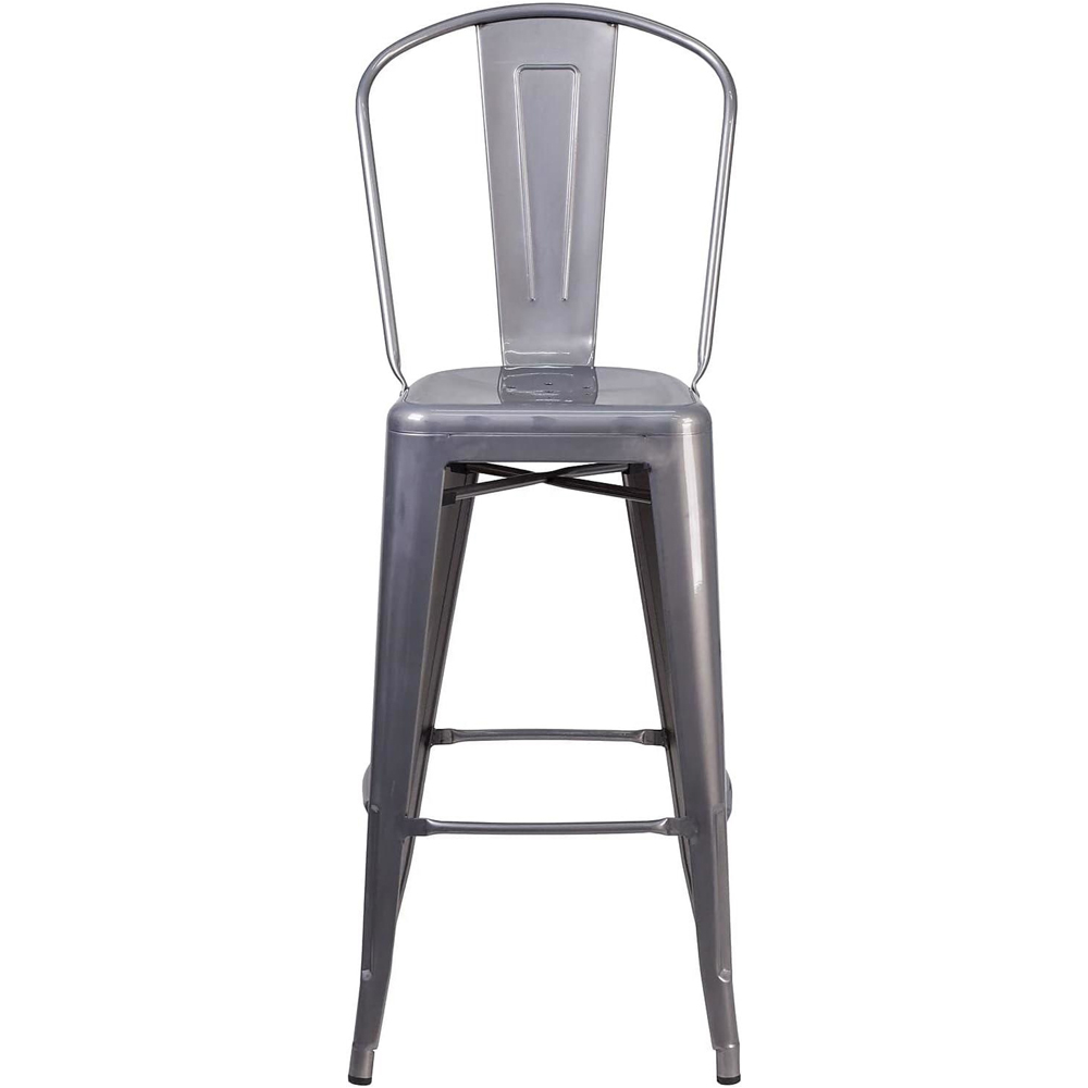 FWStyle Set of 4 Grey Clear Coat Steel Bar Stool Image 4