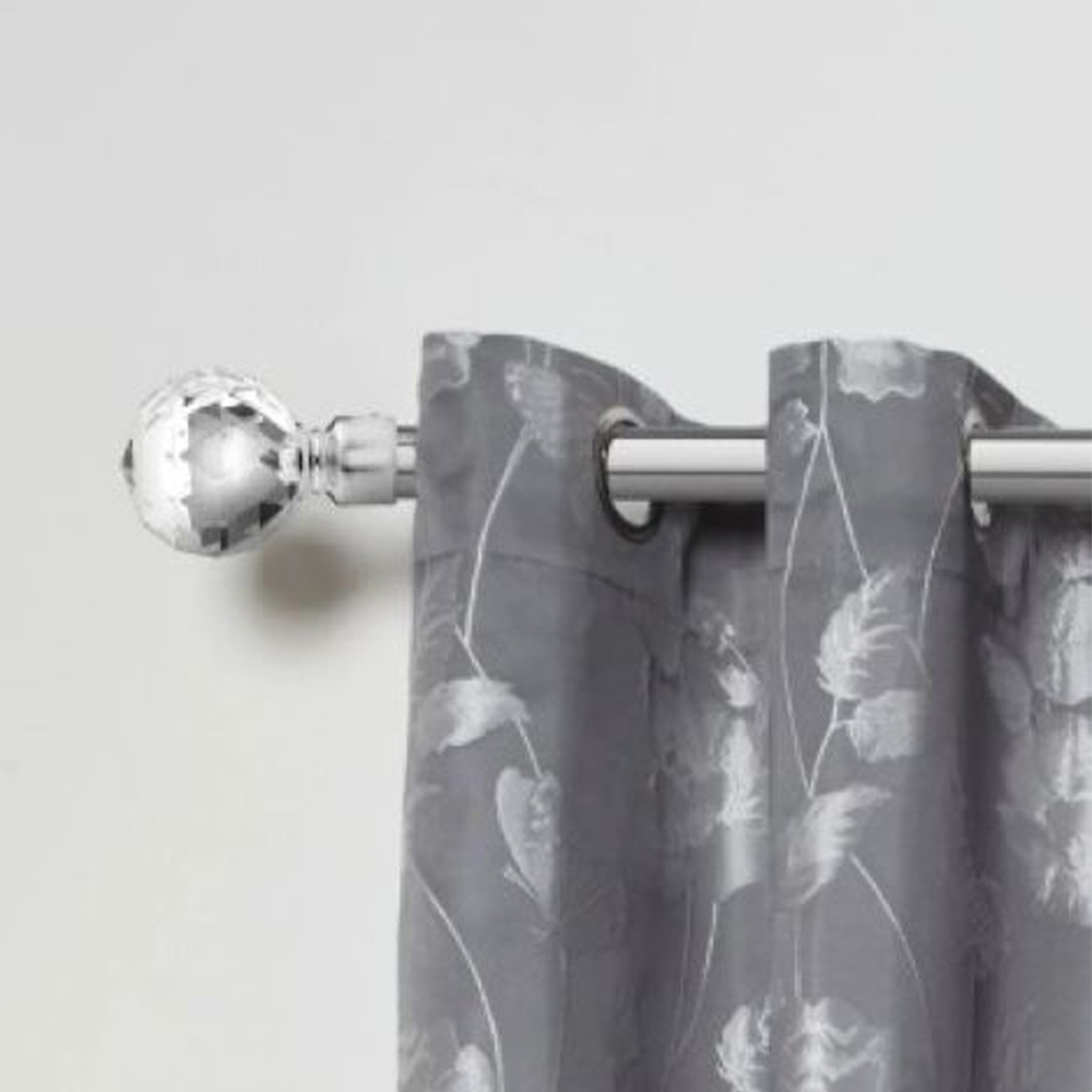 New Edge Blinds Cristalla 160-300cm Extendable Chrome Eyelet Metal Curtain Pole Set Image 2