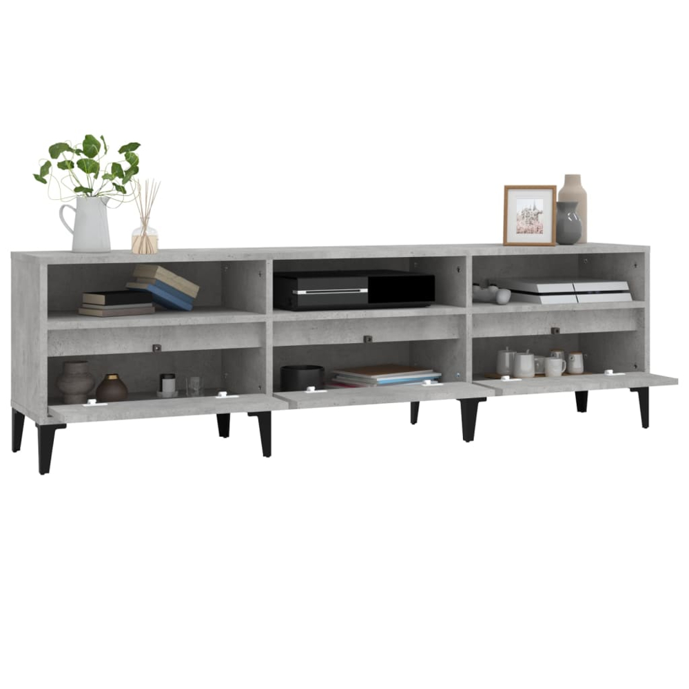 vidaXL 3 Drawer 3 Shelf Concrete Grey TV Cabinet Image 6