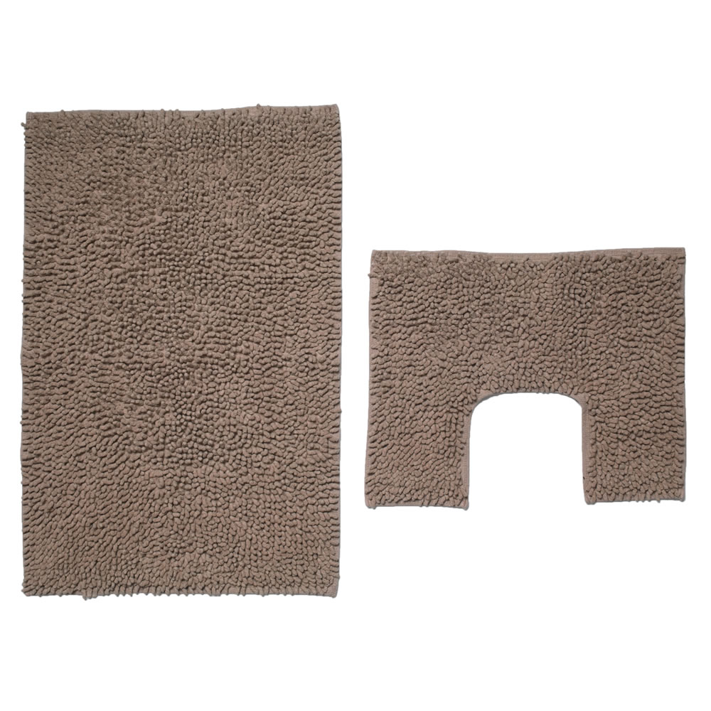 Wilko Beige Pedestal and Bath Mat Set Wilko