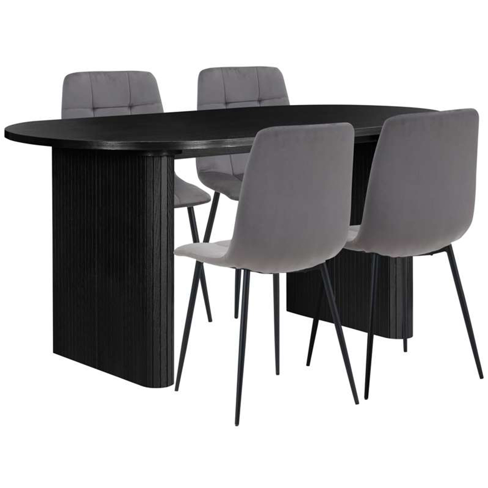Birlea Axel 4 Seater Oval Fluted Dining Set Black Image 2